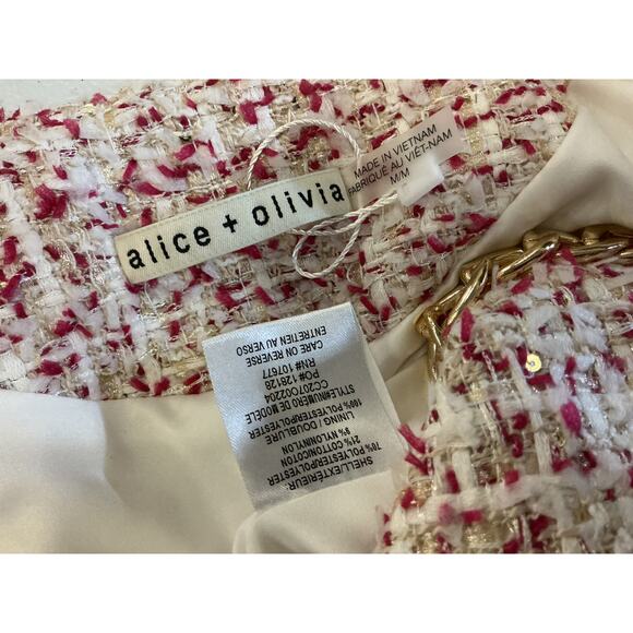 Alice + Olivia 'Kidman' Pink Polyester Cropped Jacket With Chain Trim Size M - Picture 4 of 4